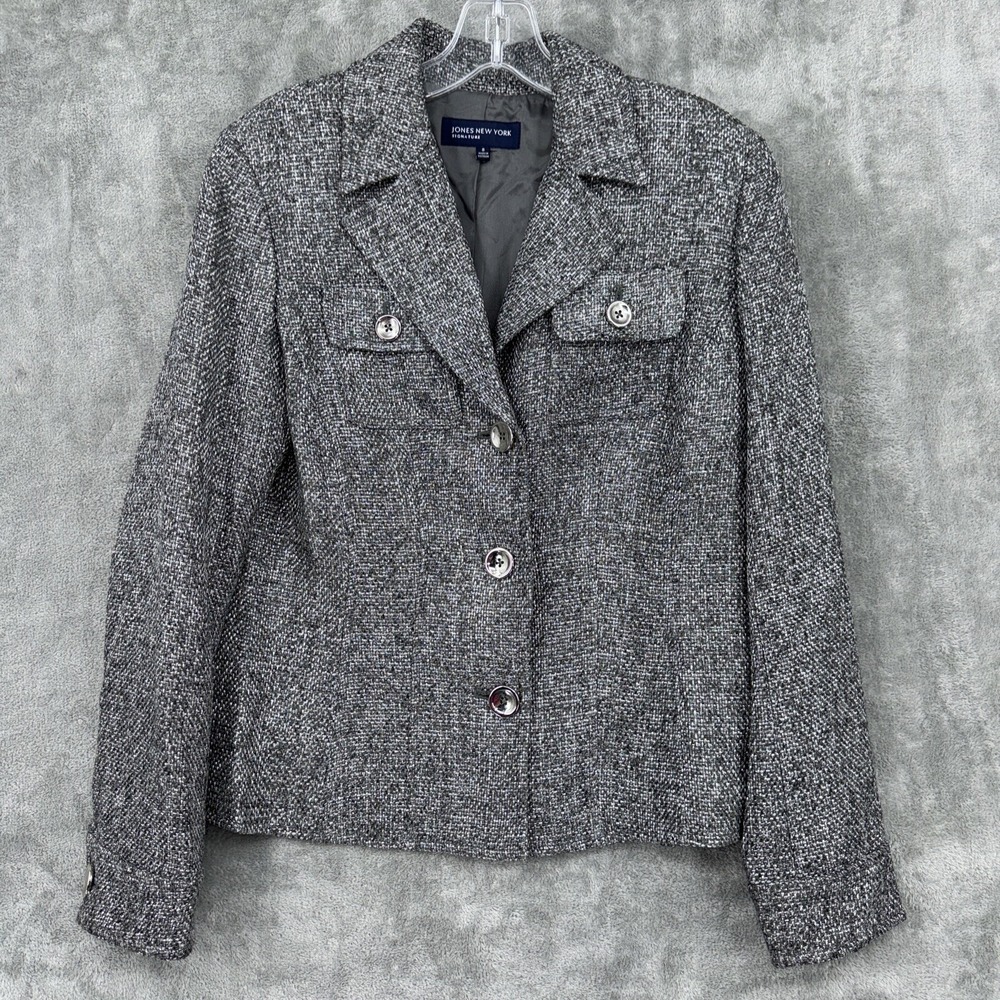 Jones New York Blazer Womens Size 8 Metallic Button Career Office Classic LIned